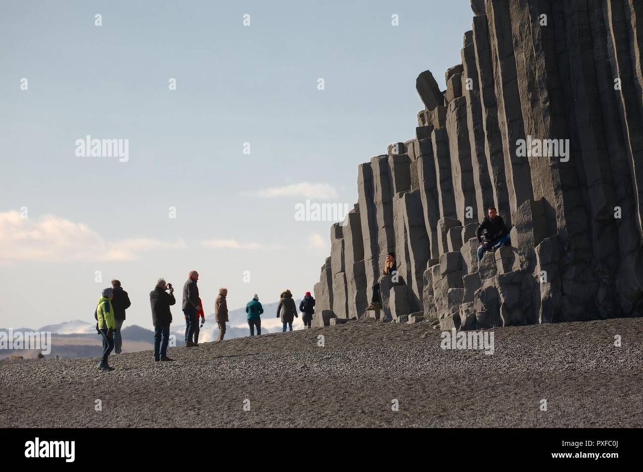 Basaltsäulen in Island Stockfoto