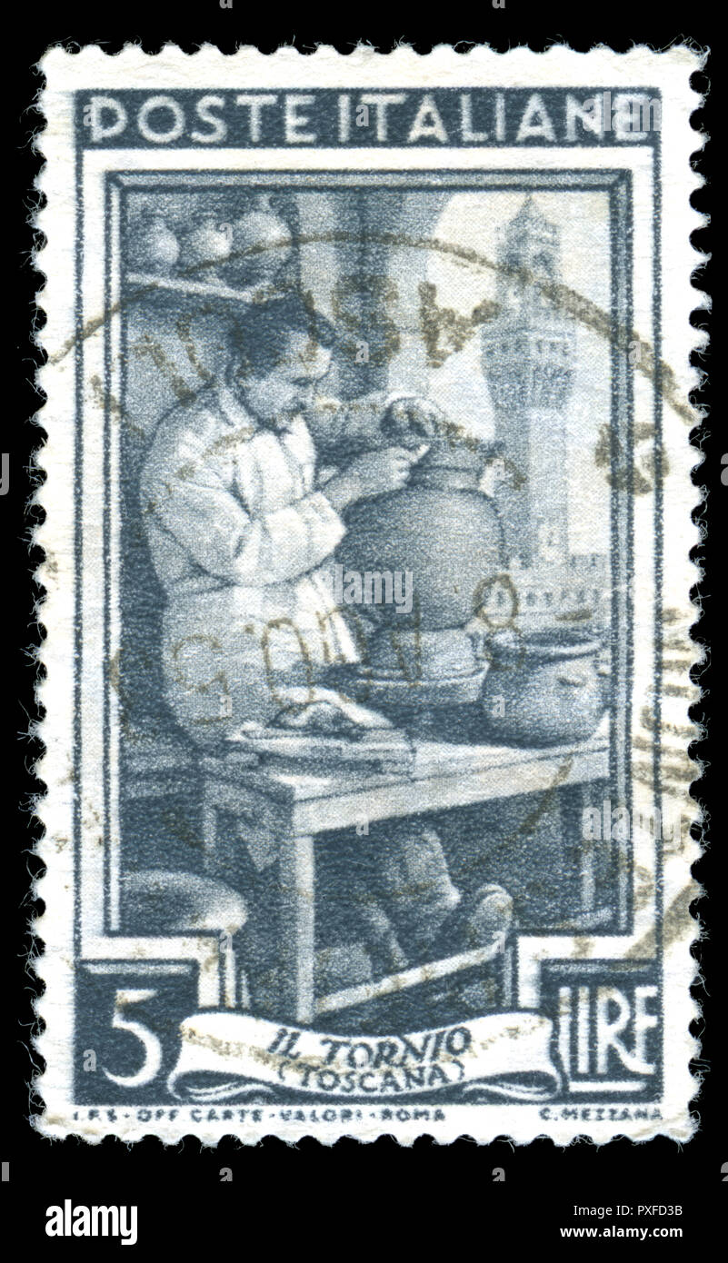 Poststempel Stempel aus Italien in der Serie in 1950 erteilt Stockfoto