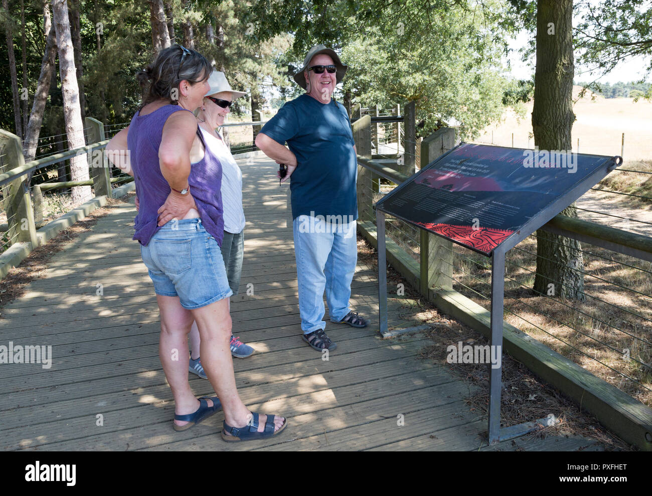 Touristen Informationen einlesen Panel in Sutton Hoo, Suffolk, England, Großbritannien Stockfoto