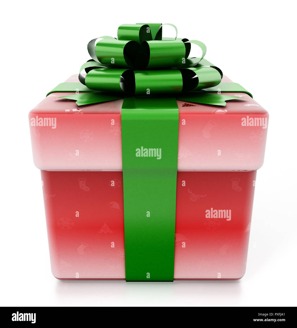 Weihnachten Geschenkset mit Winter Ornamente auf weißem Hintergrund. 3D-Darstellung Stockfoto