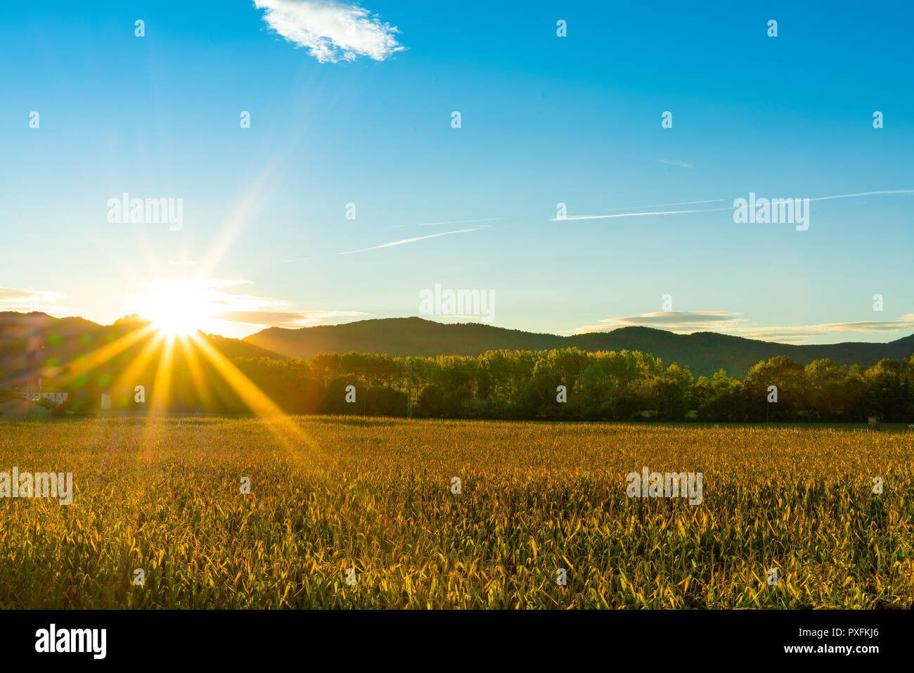 Sonnenaufgang in Olot in Spanien/Katalonien - Sonnenaufgang in Olot Katalunya Spanien Espana Stockfoto