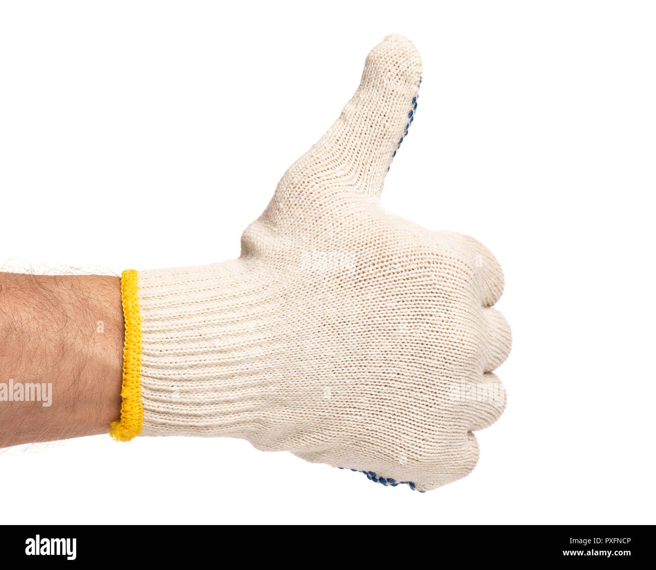 Männliche Hand tragen arbeiten Handschuh Stockfoto
