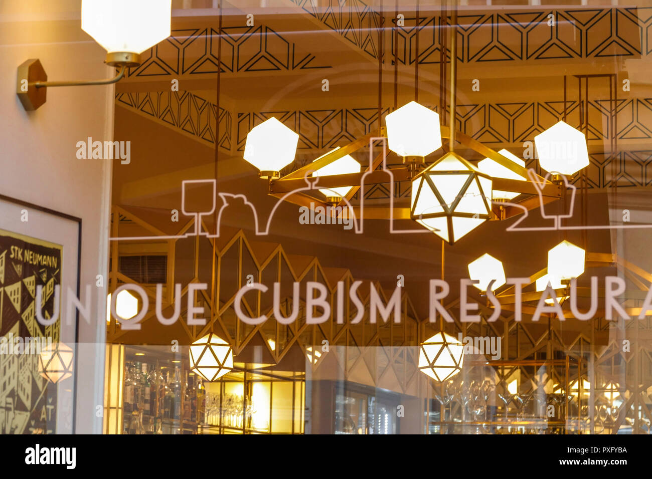 Prag Cafe, kubistische, einzigartige Kubismus Restaurant, Celetna Straße, Tschechische Republik Stockfoto