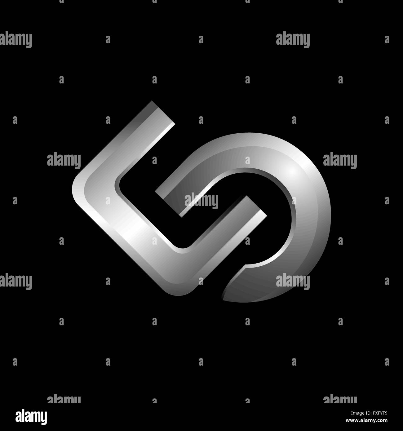 Vektorgrafik elegante unmöglich Alphabet Symbol in zwei Farben mit Anfangsbuchstaben C Stock Vektor