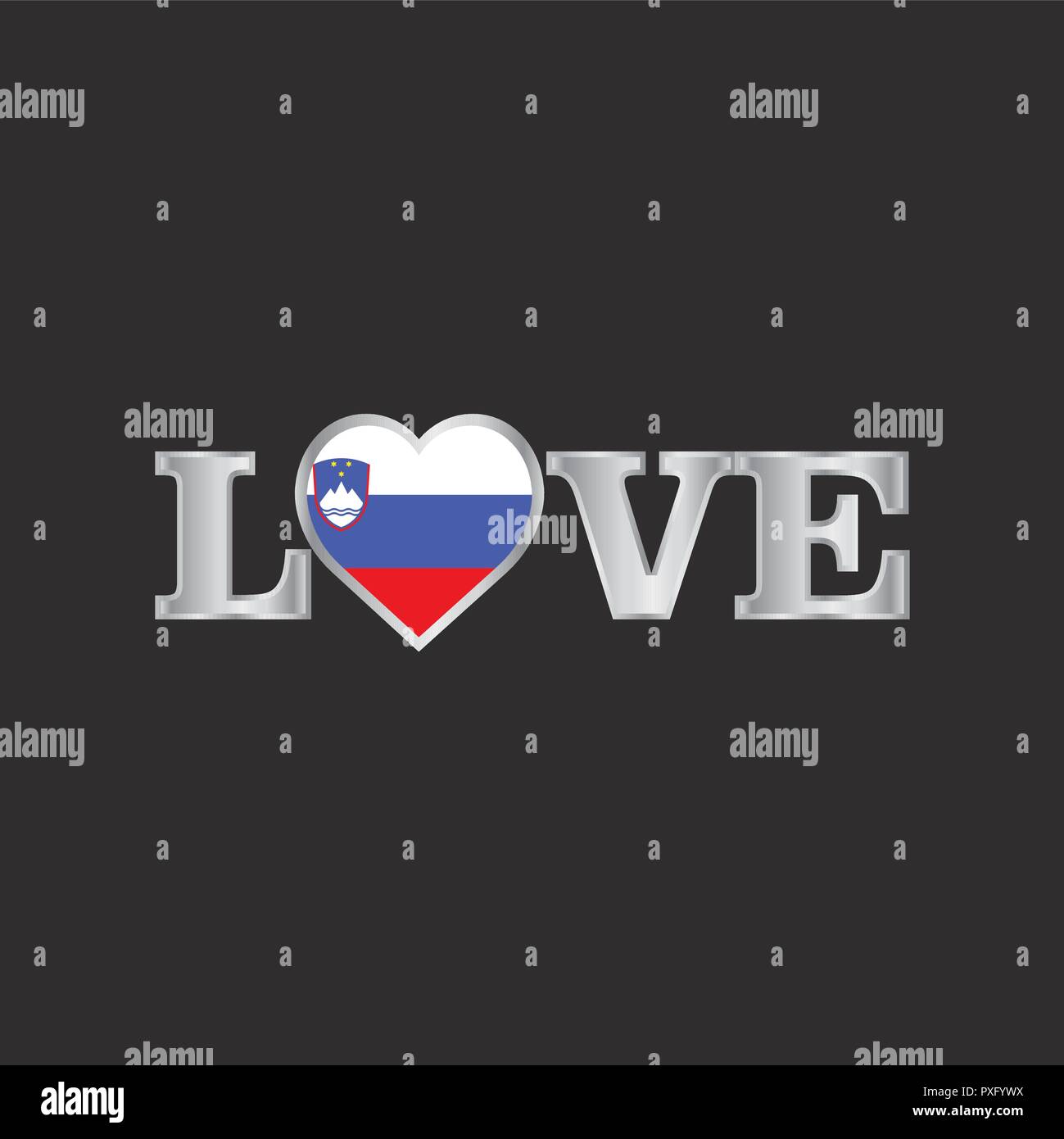 Liebe Typografie mit Slowenien Flagge design Vector Stock Vektor