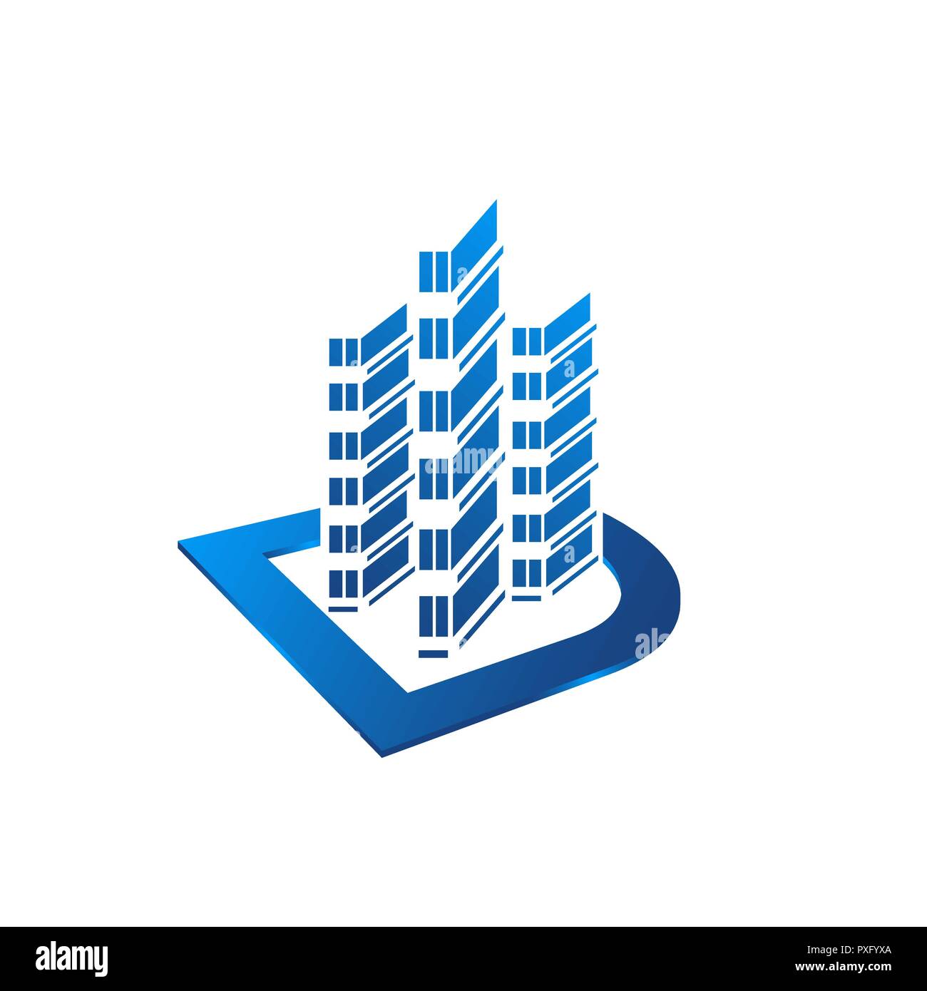 Immobilien oder Gebäude mit blauen Farbe logo template Element Stock Vektor