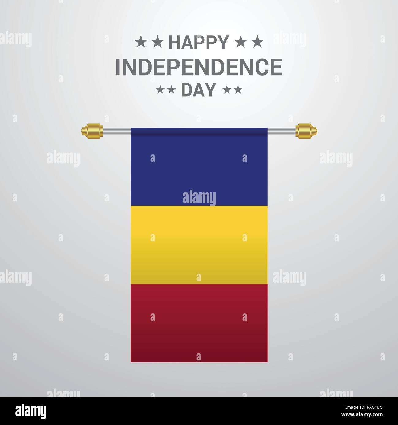 Rumänien Unabhängigkeit Tag hängende Fahne Hintergrund Stock Vektor