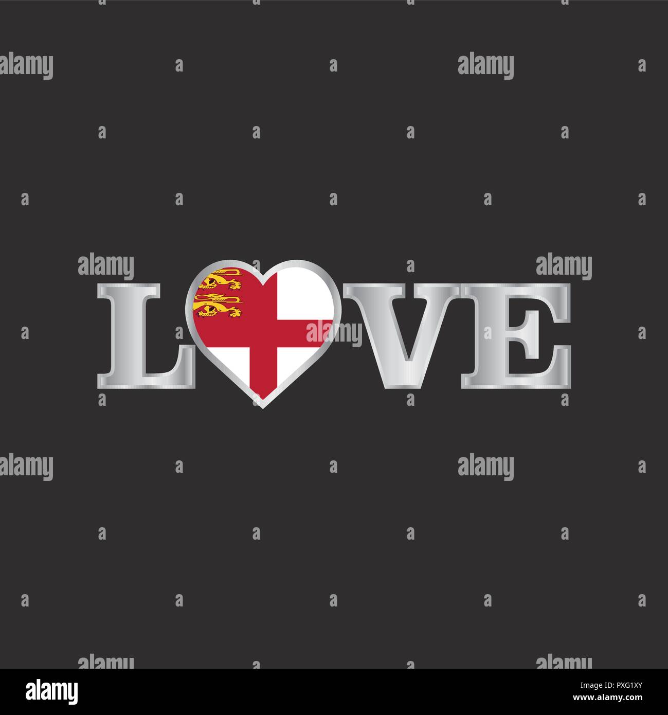 Liebe Typografie mit Sark Flagge design Vector Stock Vektor