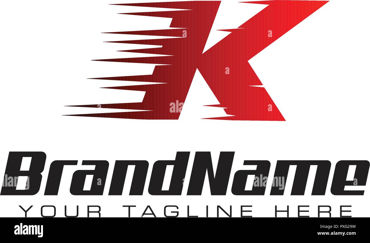 Schreiben erste K Speed Logo Design Template Stock Vektor
