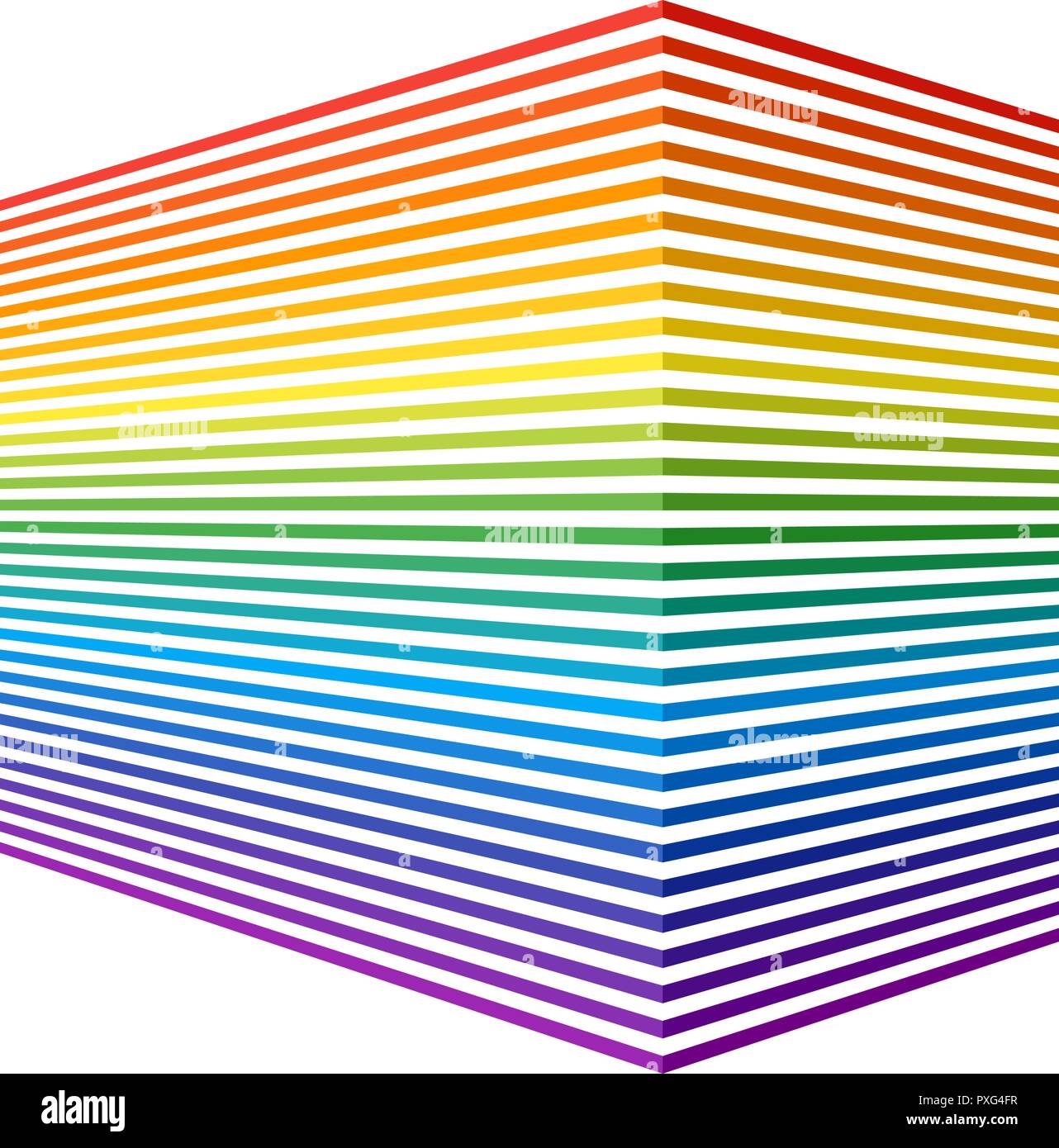 Vollen Farbspektrum Streifen, die eine dreidimensionale geometrische Form Rechteck in perspektivischer Ansicht. Vektor Element für Design Stock Vektor