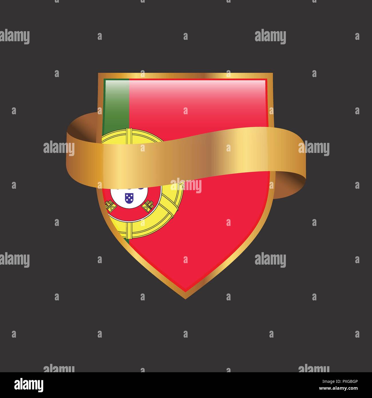 Portugal Flagge Goldene Ehrennadel design Vector Stock Vektor