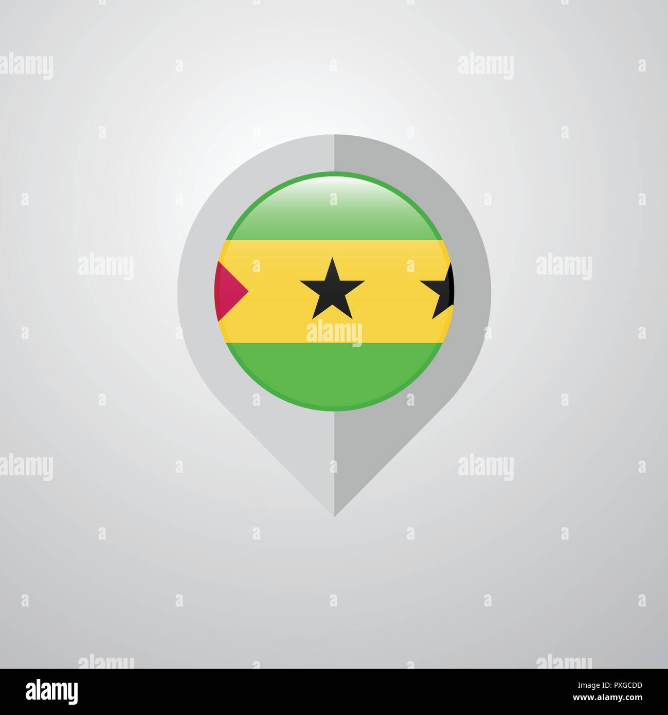 Karte Navigation Zeiger mit São Tomé und Príncipe Flagge design Vector Stock Vektor