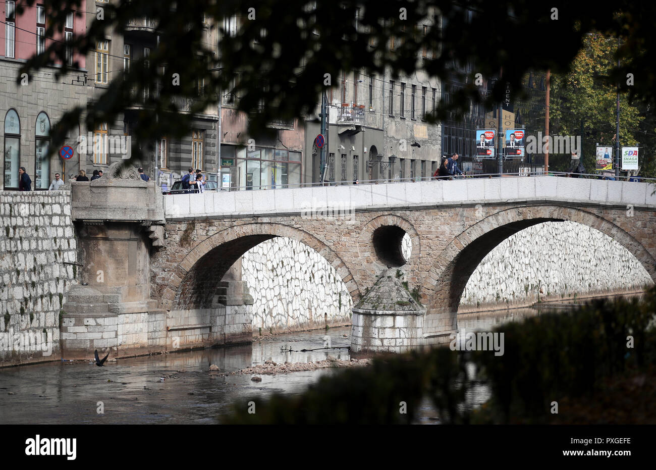 Die Lateinische Brücke in Sarajevo. Stockfoto
