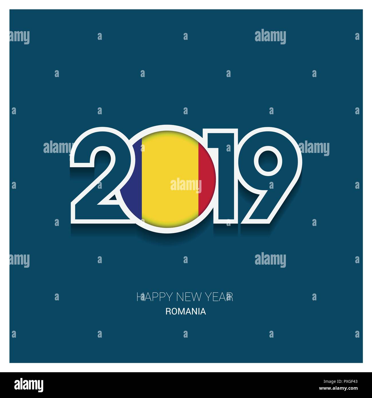 2019 Rumänien Typografie, Frohes Neues Jahr Hintergrund Stock Vektor