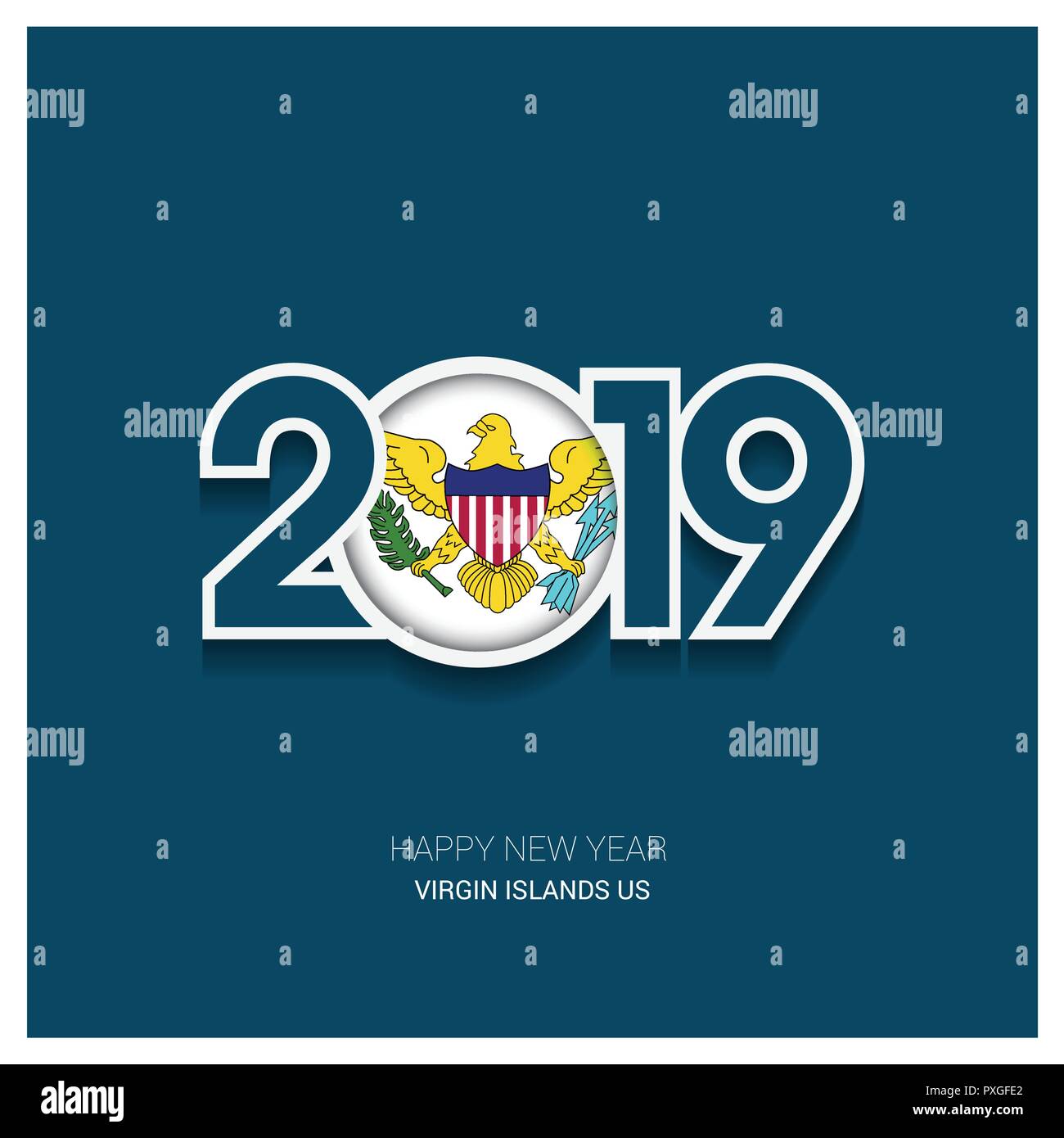 2019 Virgin Islands US Typografie, Frohes Neues Jahr Hintergrund Stock Vektor