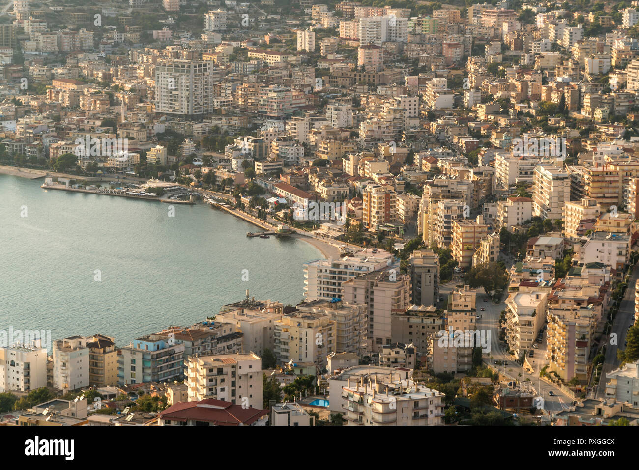 Stadtansicht Saranda, Albanien, Europa | Stadt Saranda, Albanien, Europa Stockfoto