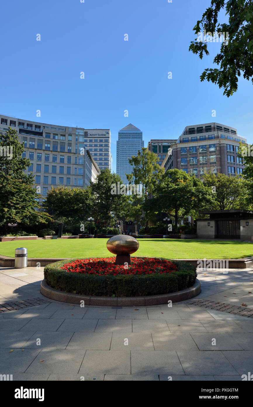 Garten Westferry Circus, Canary Riverside, Docklands, Canary Wharf, London E14, Vereinigtes Königreich Stockfoto