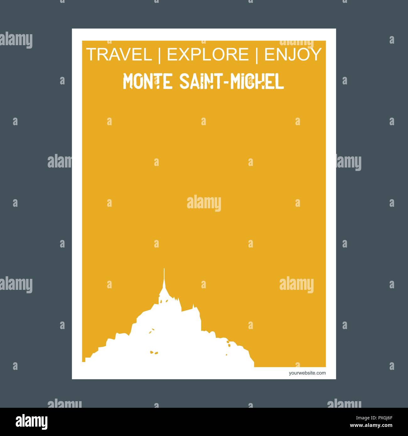 Monte Saint-michel, Frankreich denkmal Wahrzeichen Broschüre Flat Style und Typografie Vektor Stock Vektor