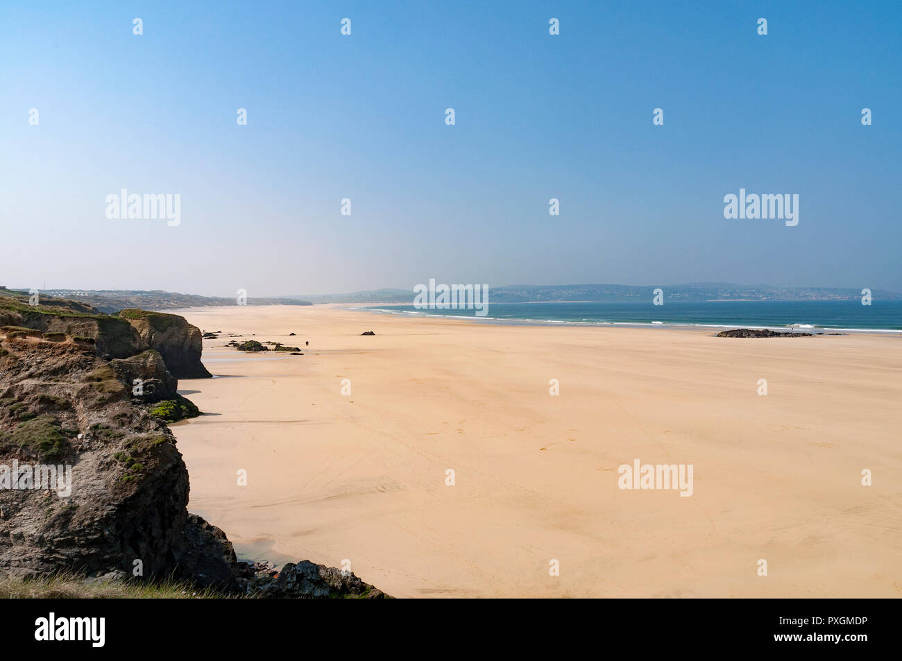 Sandstrand von gwithian in der Nähe von hayle, Cornwall, England, Großbritannien, Großbritannien. Stockfoto