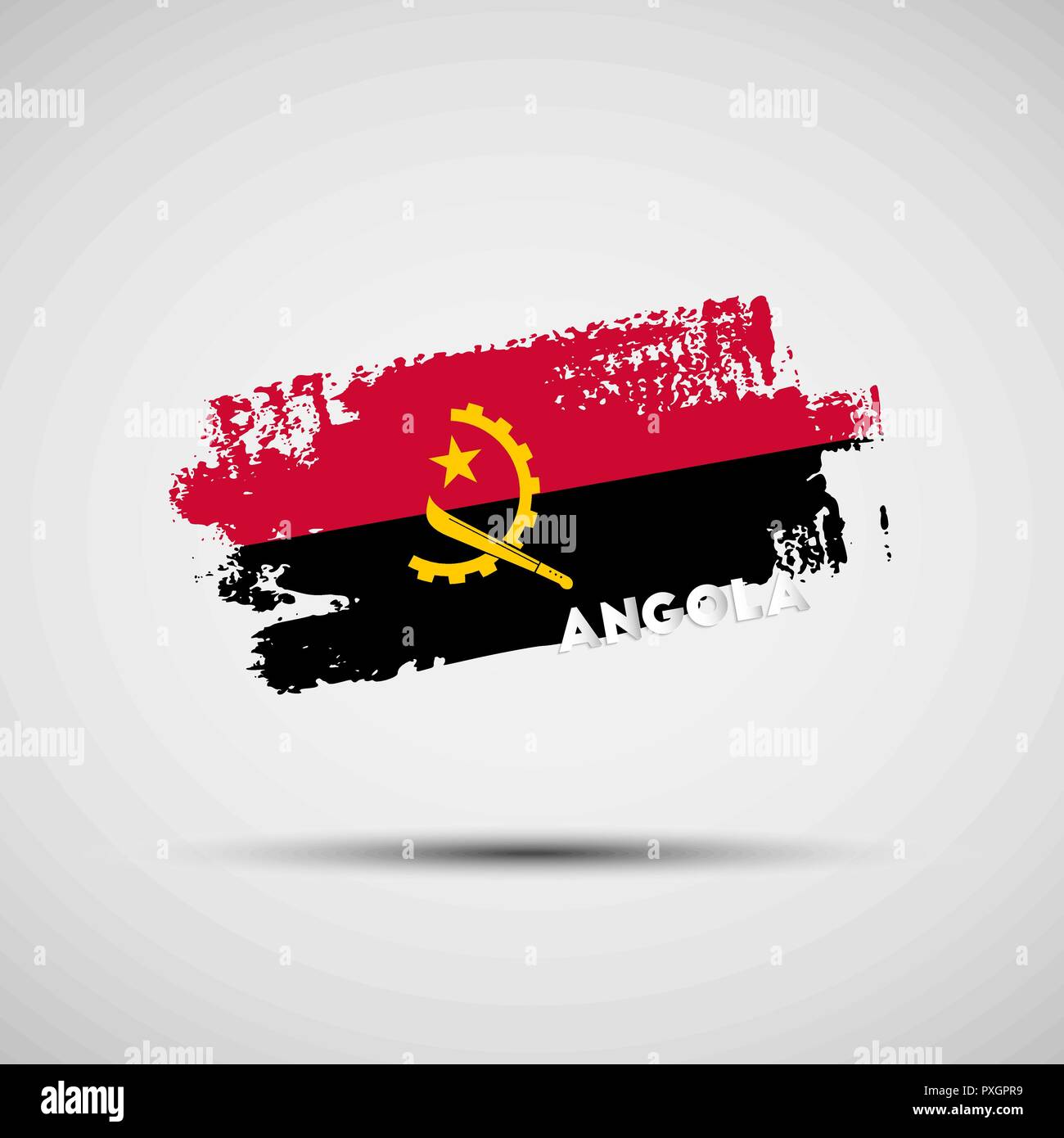Flagge von Angola. Vector Illustration von Grunge Pinselstrich mit angolanischen Flagge Farben für Ihre Grafik- und Webdesign Stock Vektor