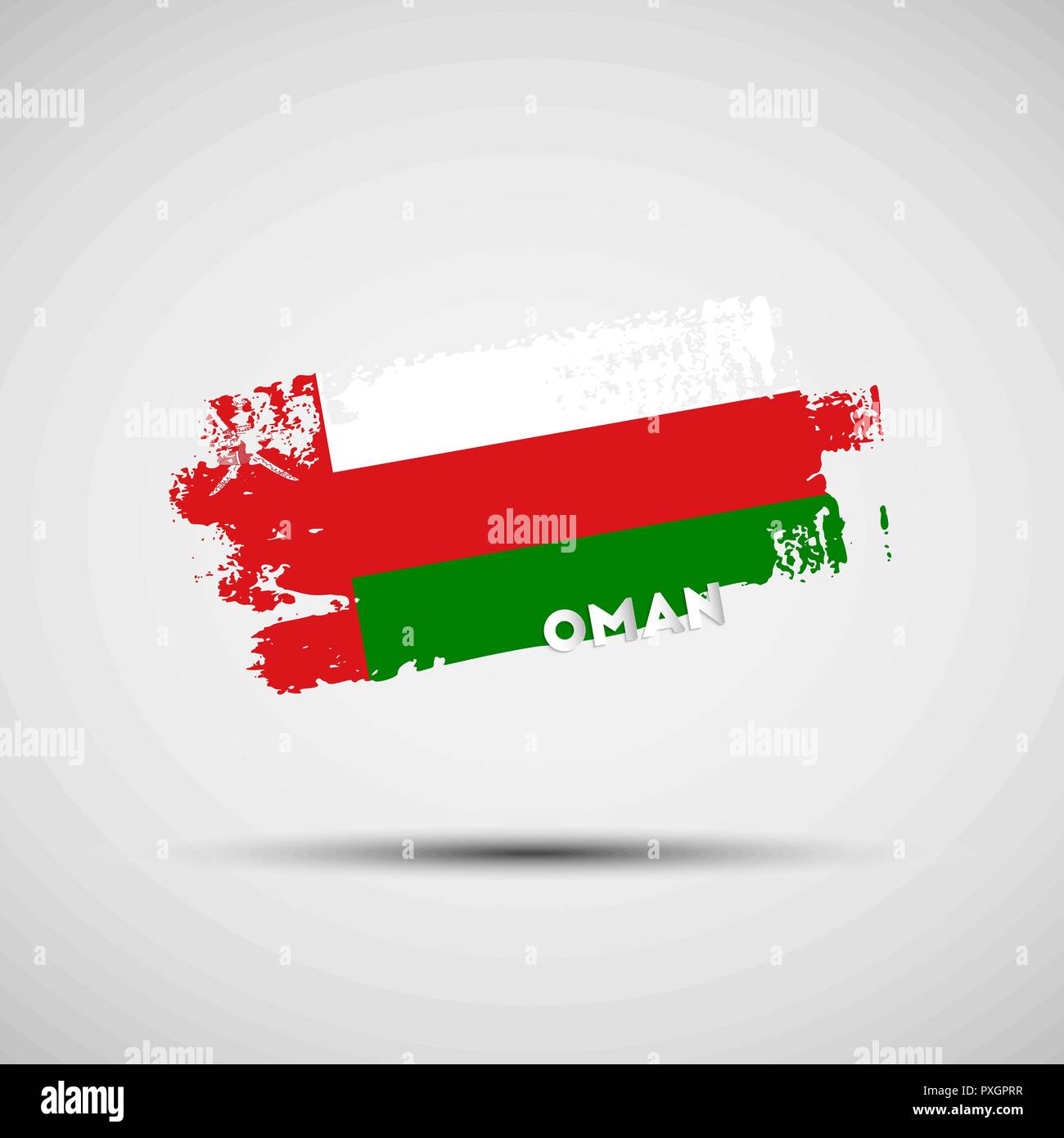 Flagge des Oman. Vector Illustration von Grunge Pinselstrich mit Omanischen nationalflagge Farben für Ihre Grafik- und Webdesign Stock Vektor
