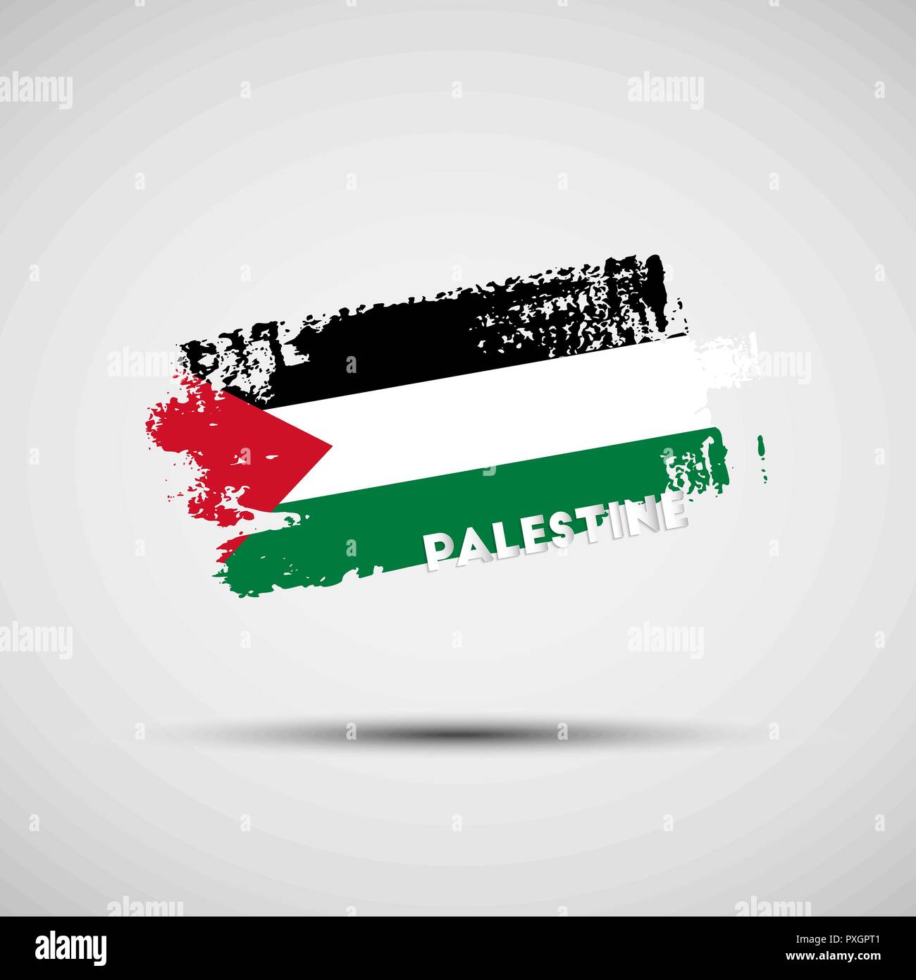 Flagge von Palästina. Vector Illustration von Grunge Pinselstrich mit palästinensischen nationalen Flagge Farben für Ihre Grafik- und Webdesign Stock Vektor