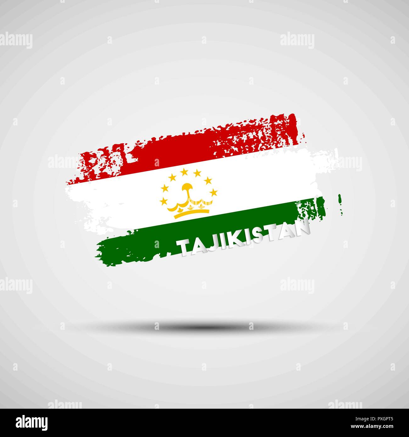 Flagge Tadschikistan. Vector Illustration von Grunge Pinselstrich mit nationalen Tadschikistan Flagge Farben für Ihre Grafik- und Webdesign Stock Vektor