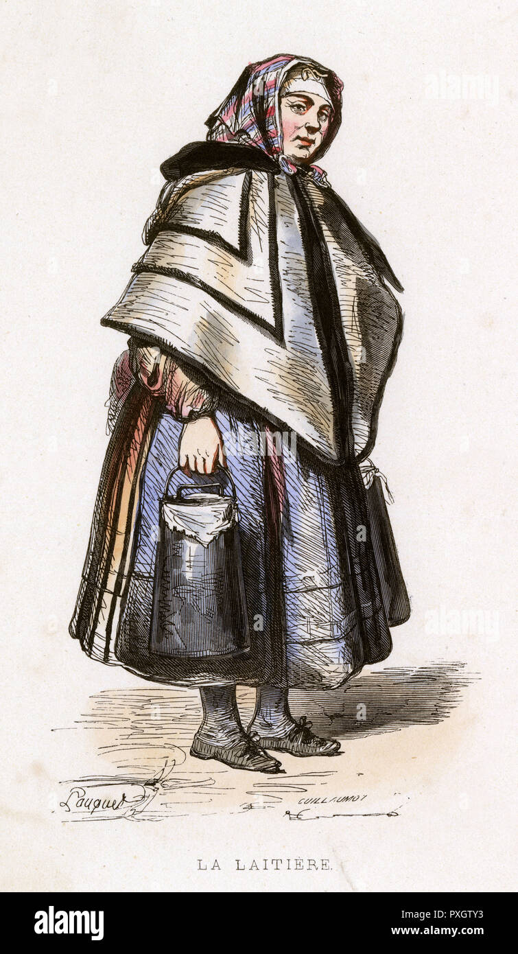 FRANZÖSISCHER MILCHVERKÄUFER Stockfoto