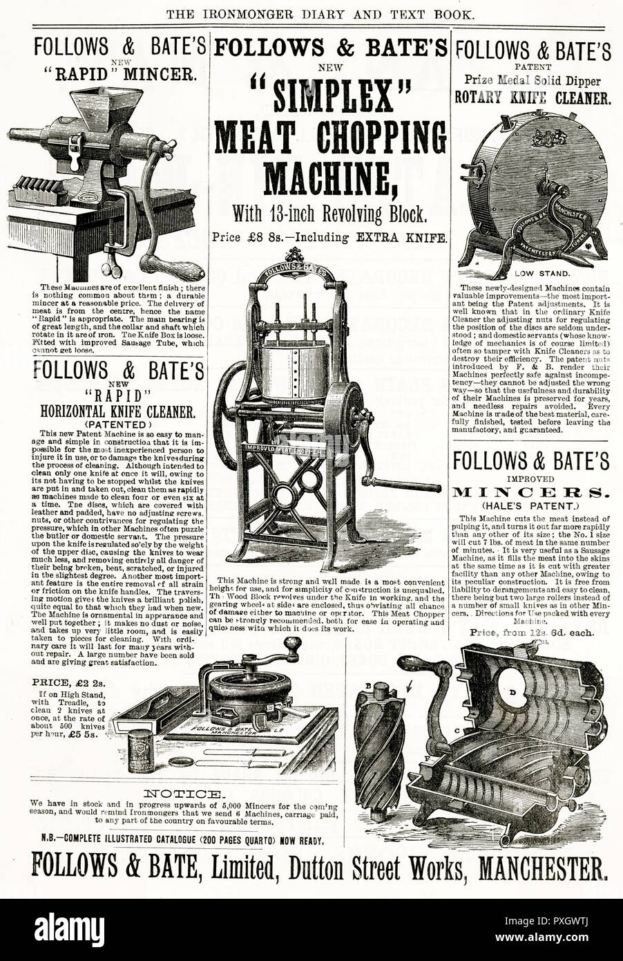 Werbung für Follows & Bates Windenmaschinen 1900er Stockfoto