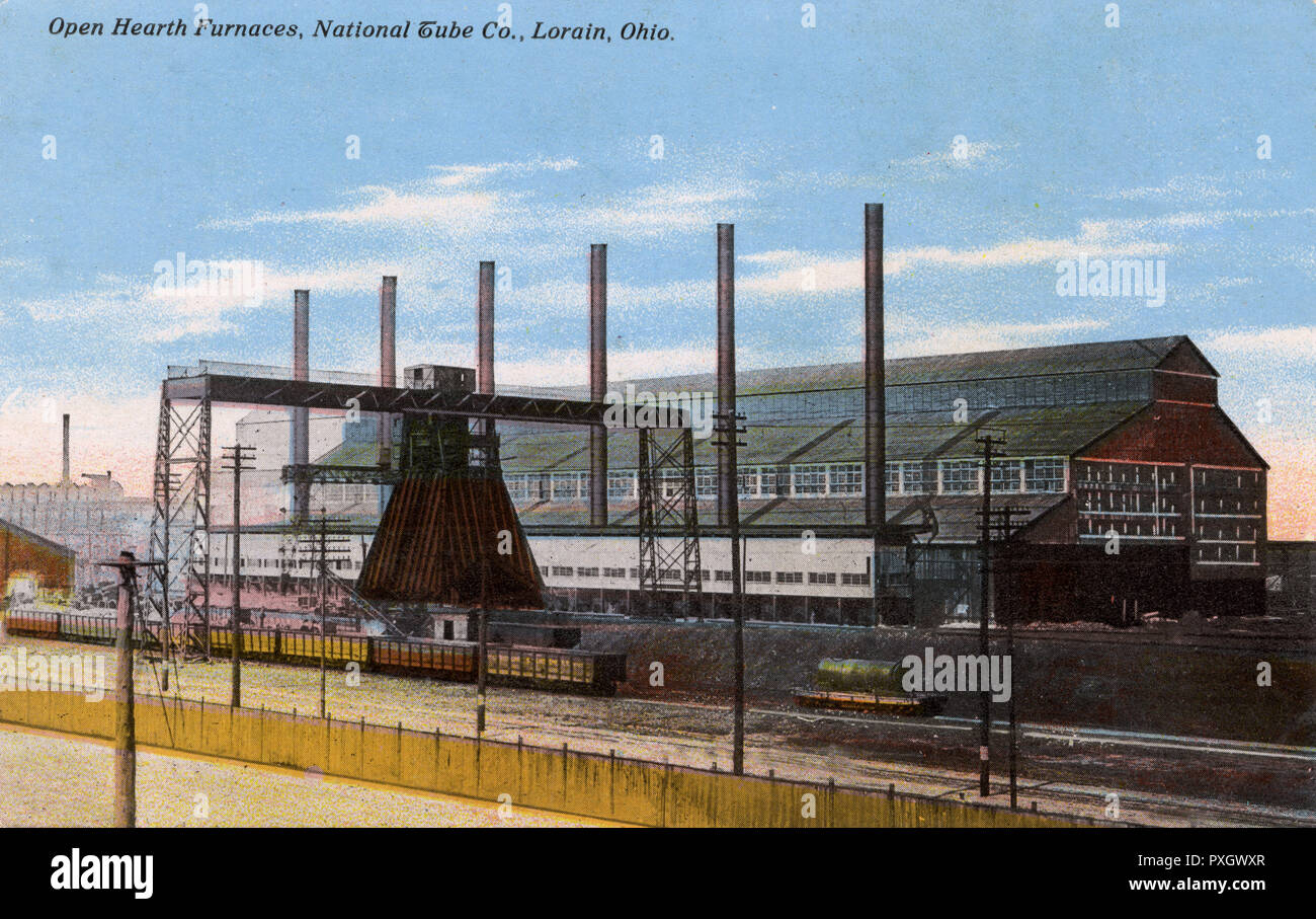 Öfen mit offenem Herd, National Tube Co., Lorain, Ohio, USA Stockfoto