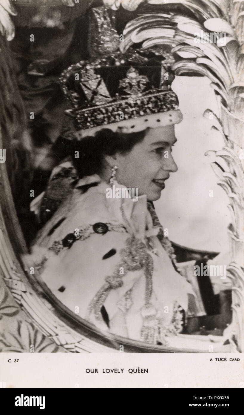 Königin Elisabeth II. - Rückkehr zum Palast - Krönung Stockfoto