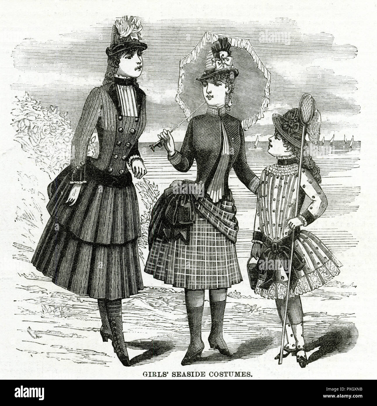 Mädchen Badeanzug 1886 Stockfoto