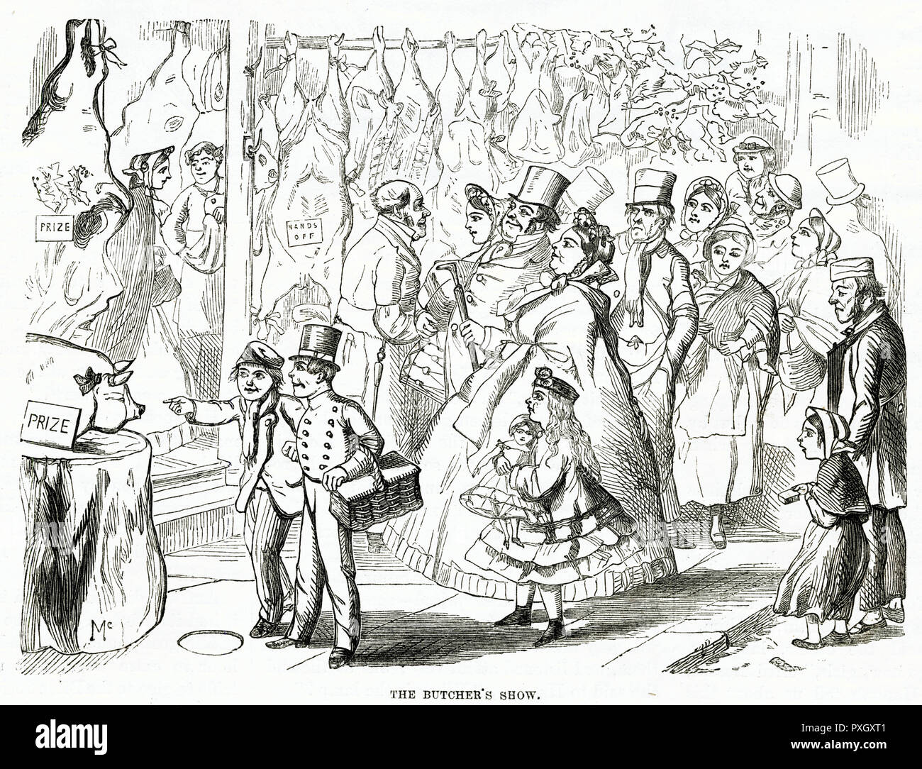 Metzger in der Weihnachtszeit 1868 Stockfoto