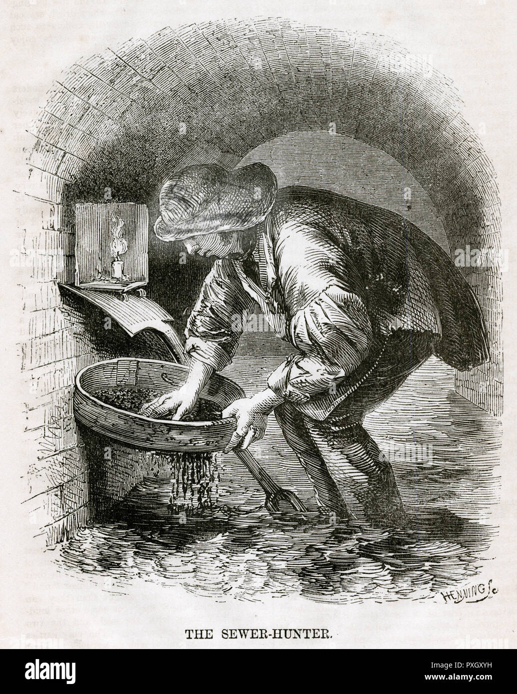 Kanalisationsjäger 1860er Stockfoto