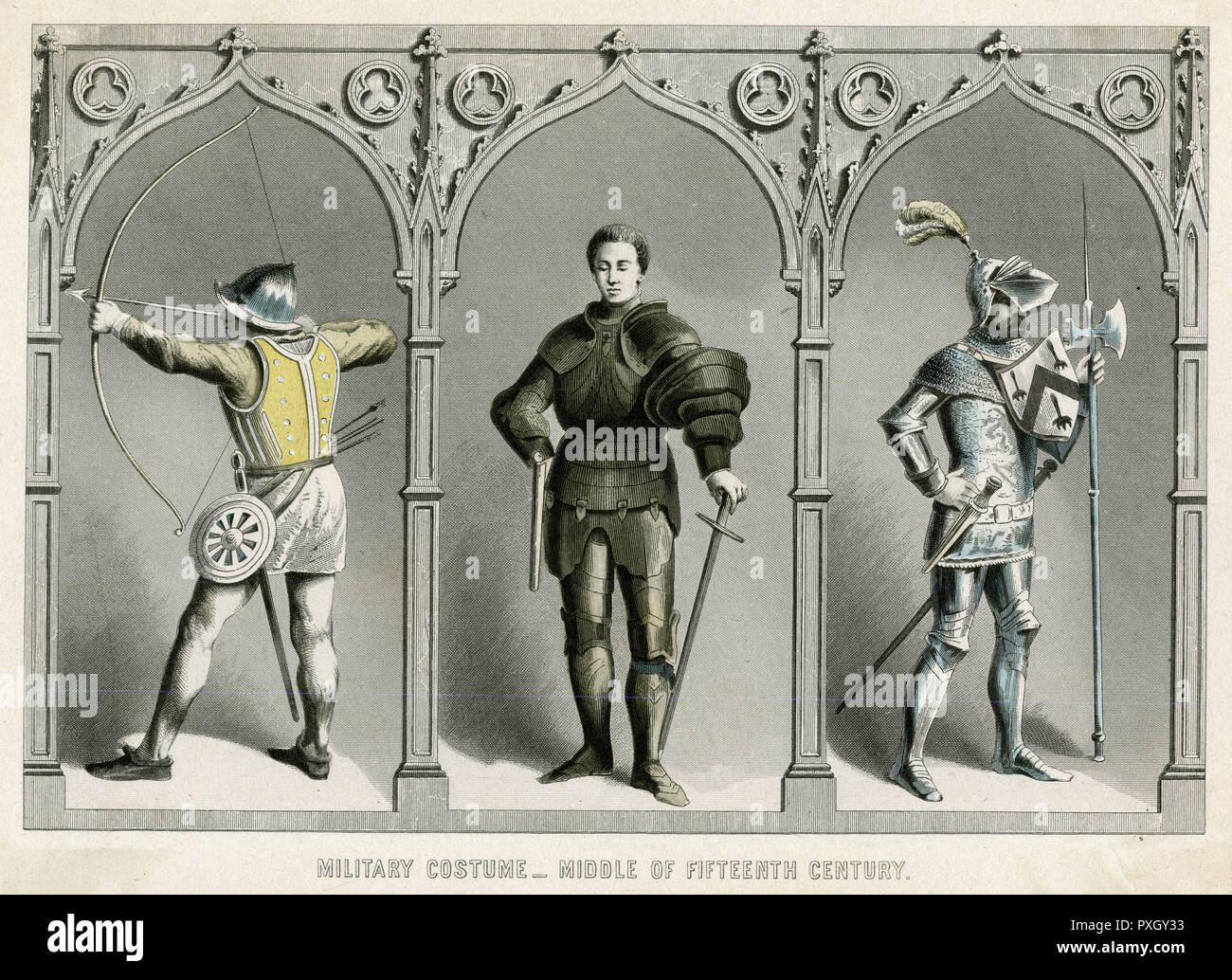 Militärkostüm, 15.. Jahrhundert Stockfoto