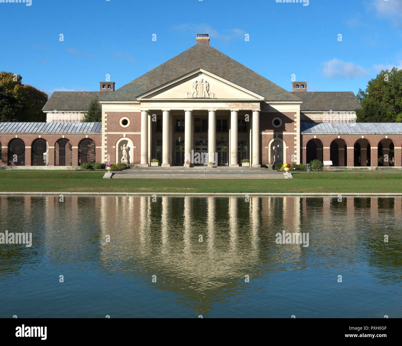 Saratoga Spa State Park. Diese National Historic Landmark bietet vielfältige kulturelle, ästhetische und Freizeitaktivitäten. Stockfoto