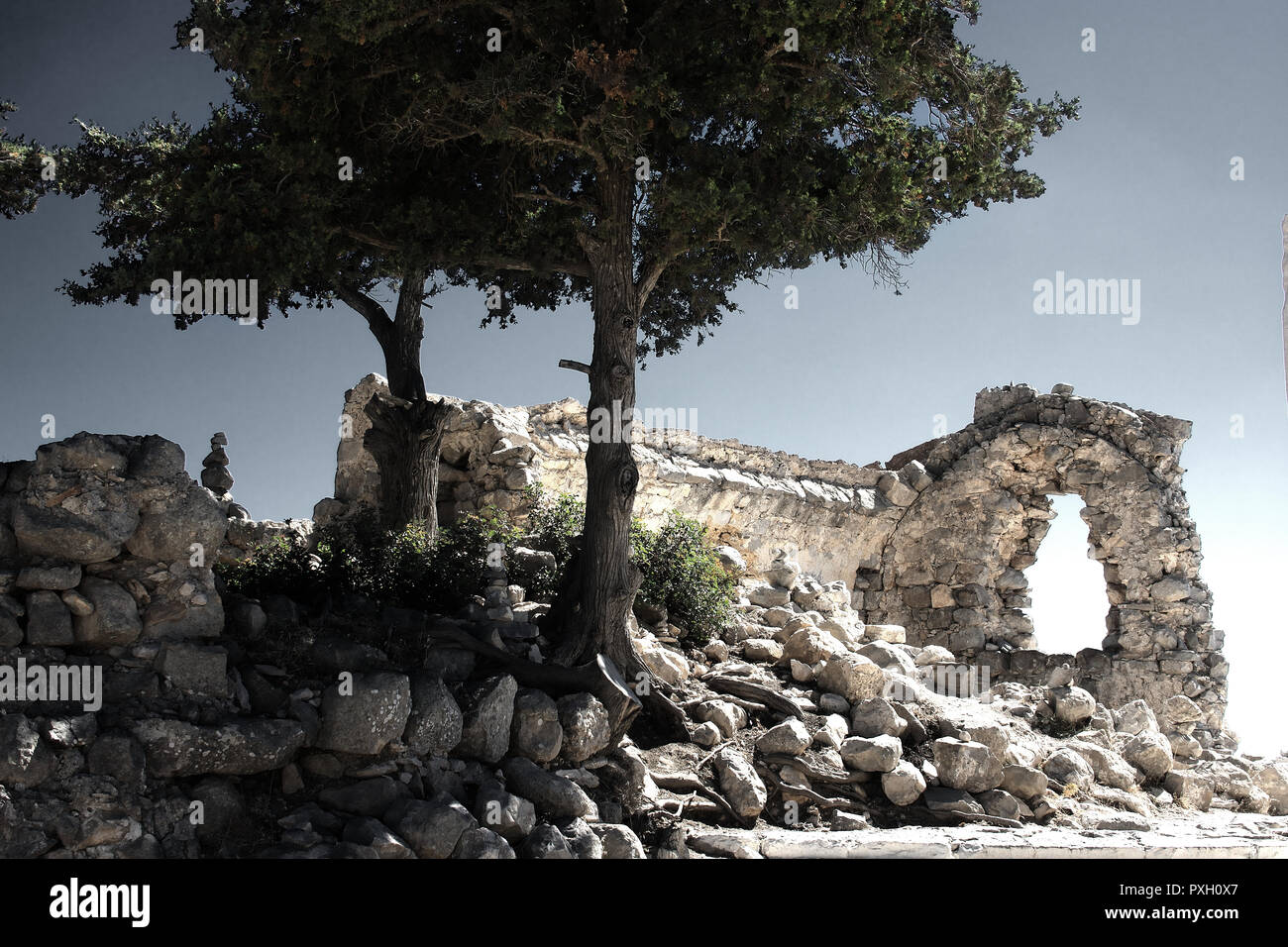 Burgruine in Berg, Rhodos, Lindos Stockfoto