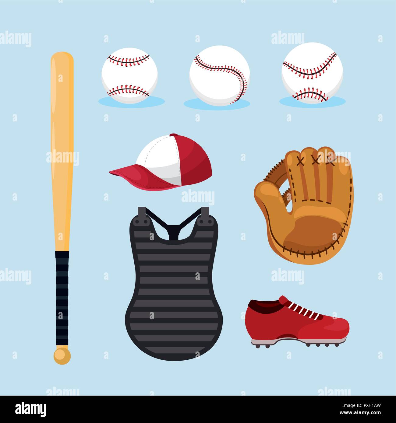 Set baseball Professionelle einheitliche Ausrüstung Stock-Vektorgrafik -  Alamy
