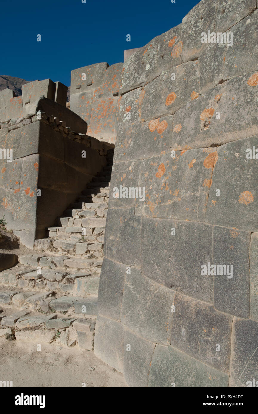 Die Festung von Ollantaytambo markiert das Ende von ihnen im Heiligen Tal der Inka Trail führt dann nach Machu Picchu, der Inka Trail Tour zu den Stockfoto