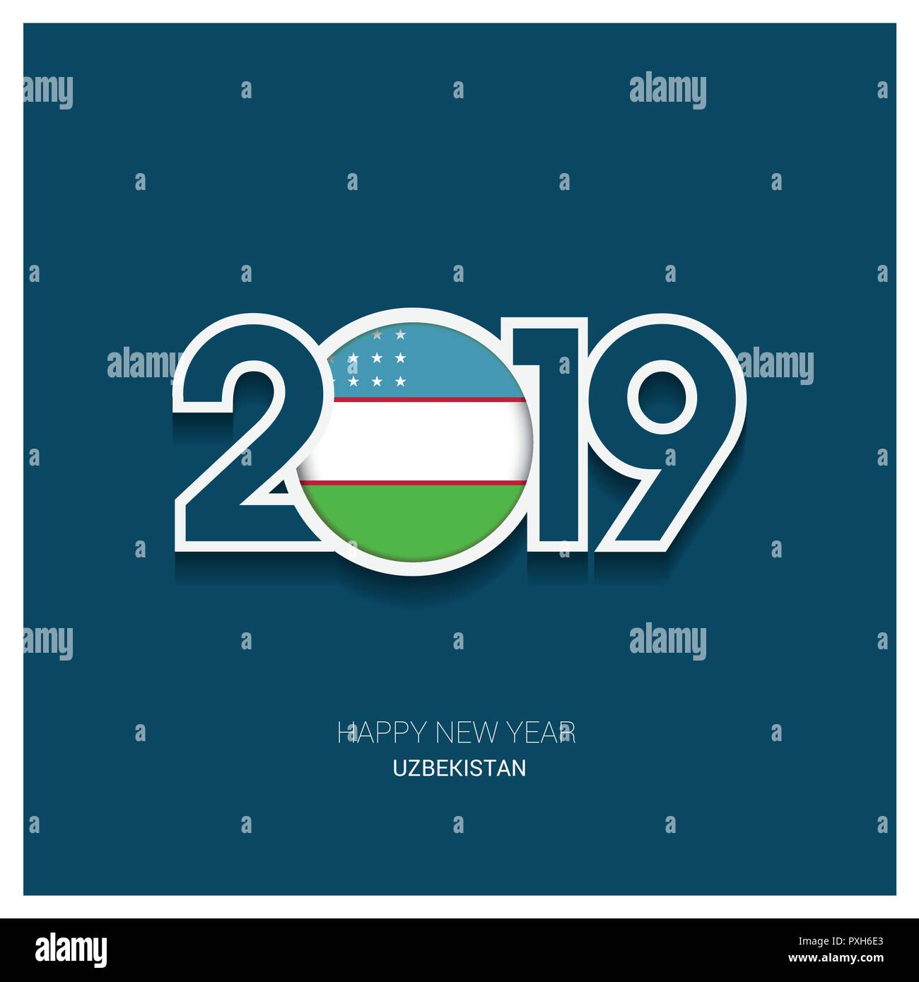 2019 Usbekistan Typografie, Frohes Neues Jahr Hintergrund Stock Vektor