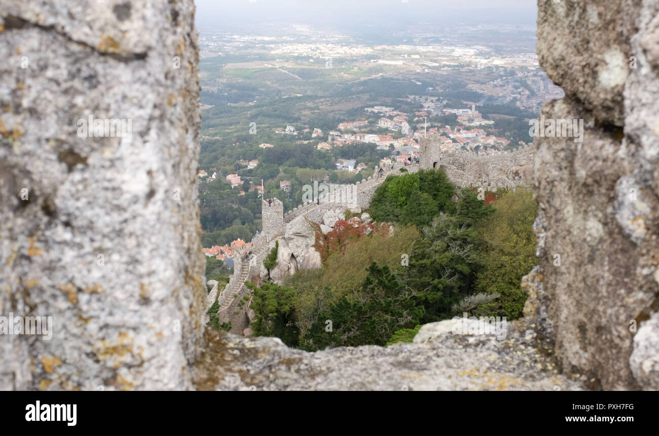 Tempelritter Burgruinen in Sintra, Portugal Stockfoto