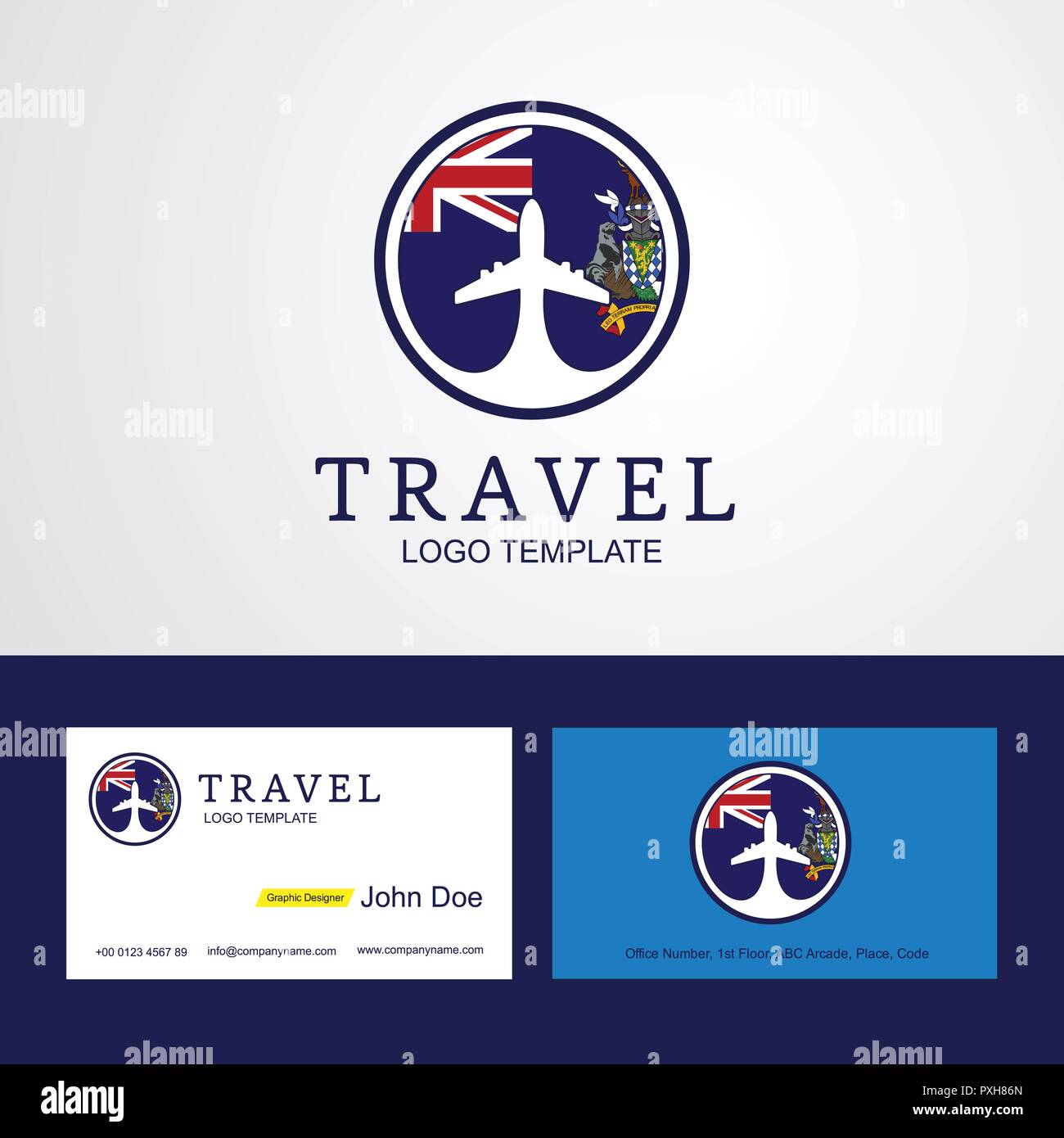 Travel South Georgia Creative Circle flag Logo und Visitenkarte Design Stock Vektor