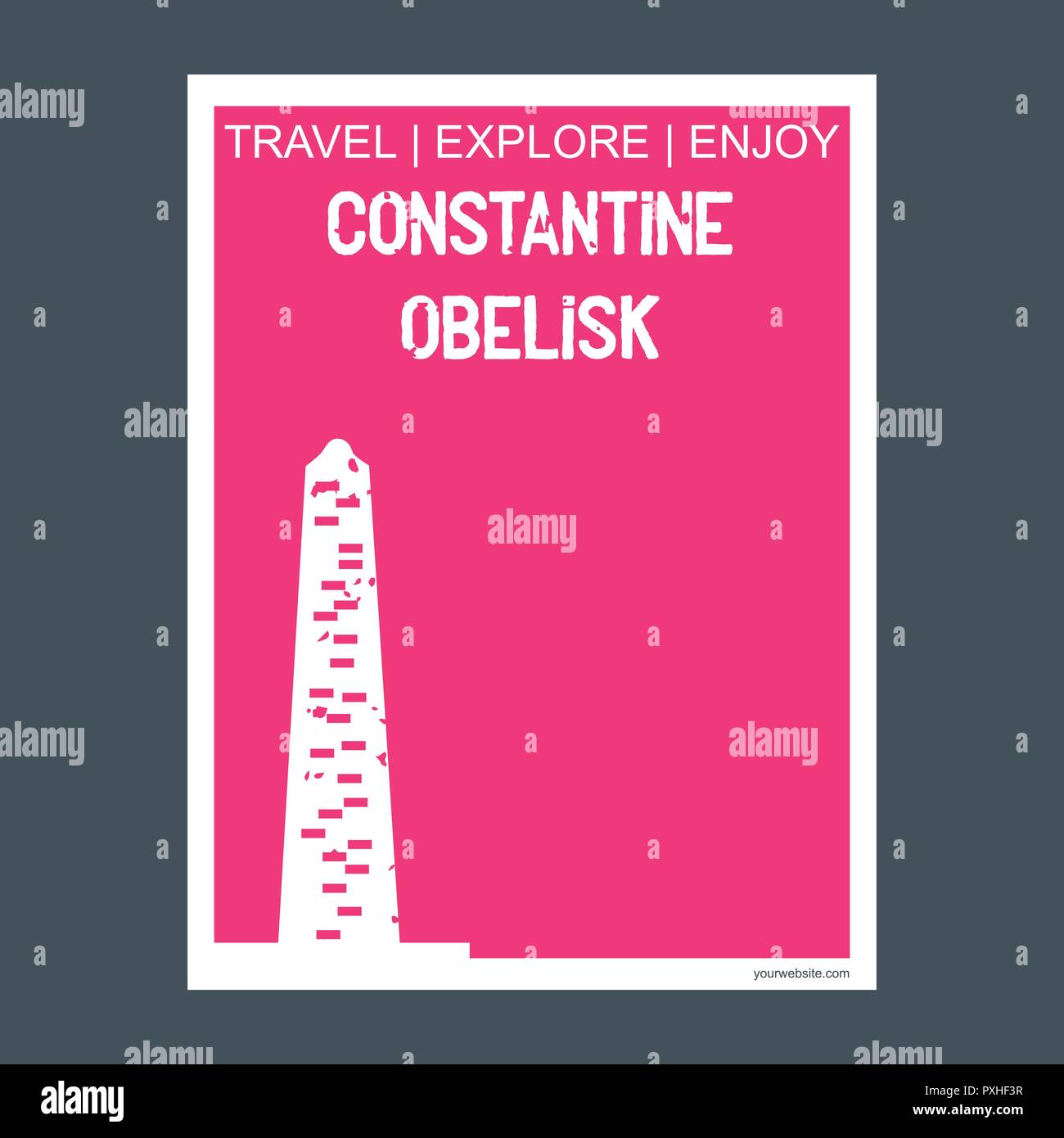 Konstantin Obelisk Istanbul, Türkei Monument, Wahrzeichen Broschüre Flat Style und Typografie Vektor Stock Vektor