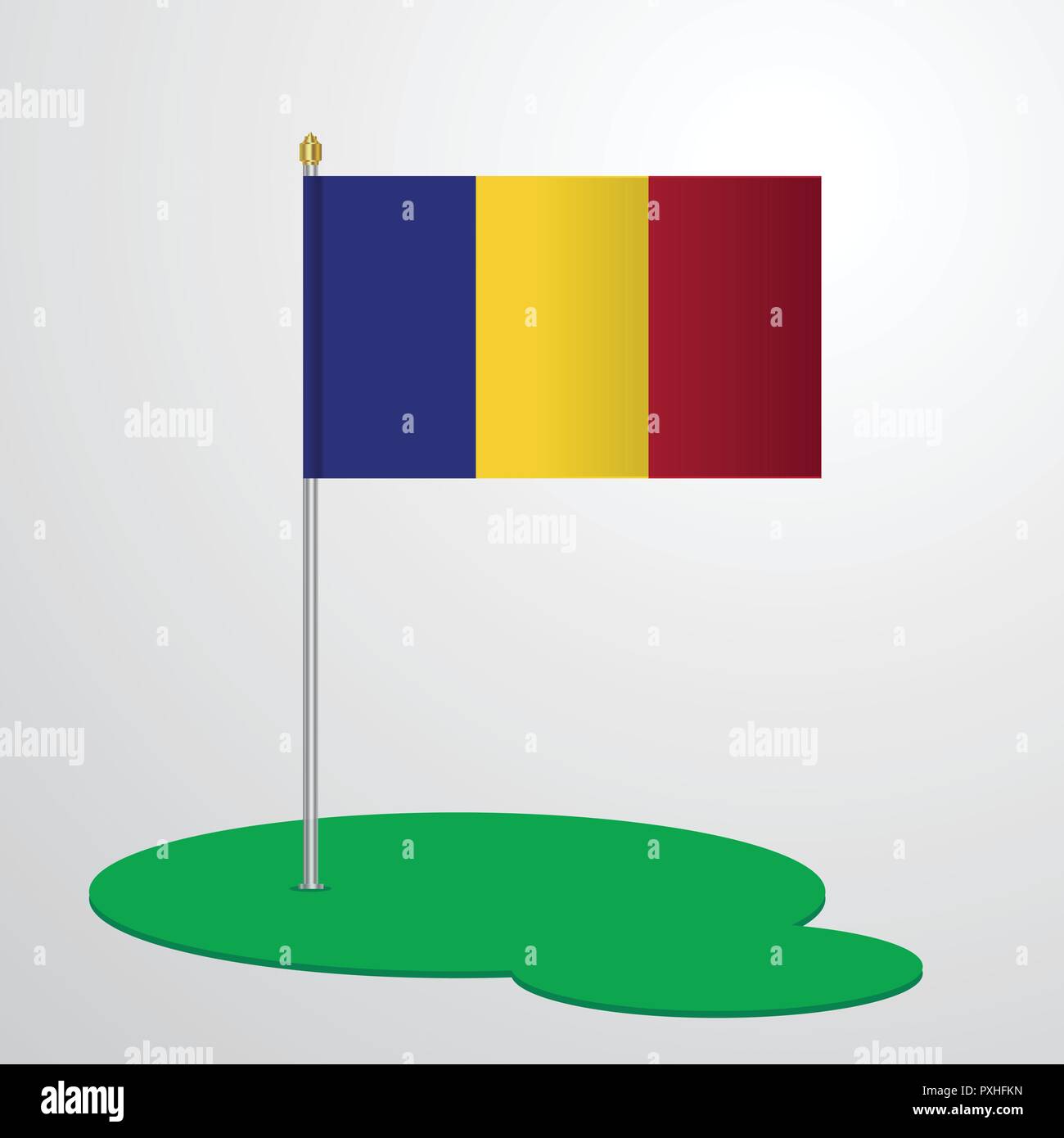 Rumänien Flag Pole Stock Vektor