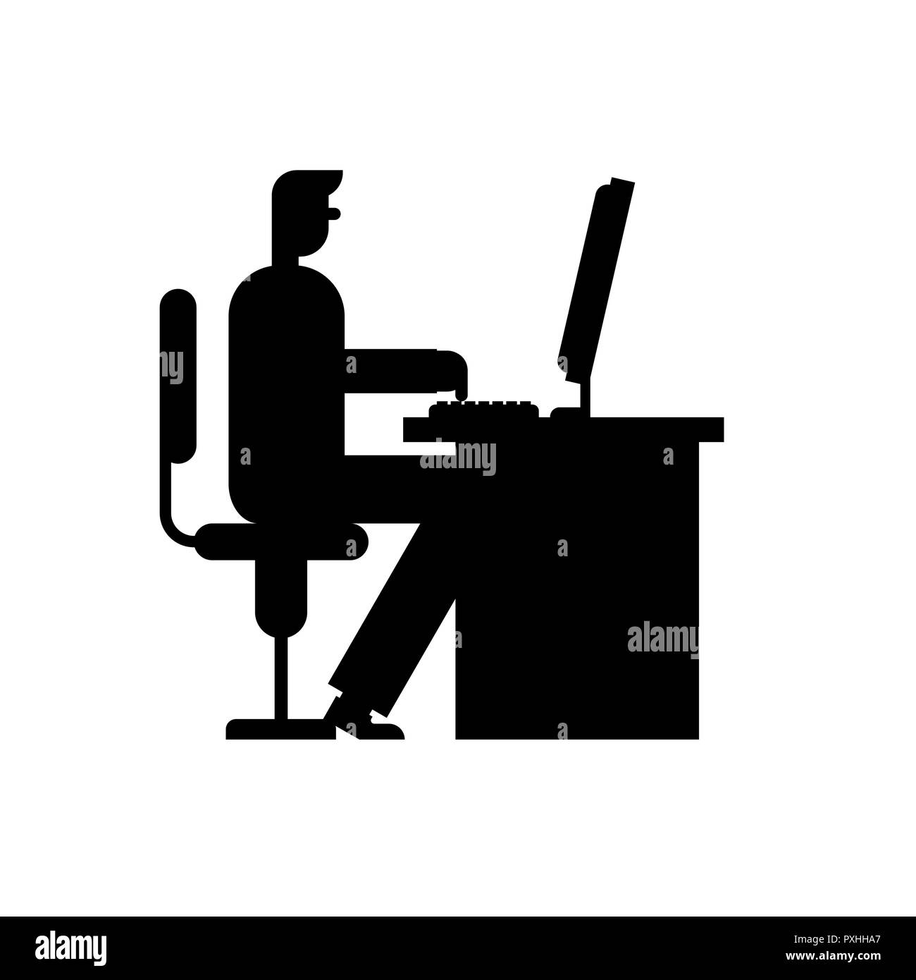 Büro arbeiten. Manager Arbeit am Computer am Arbeitsplatz. Stock Vektor