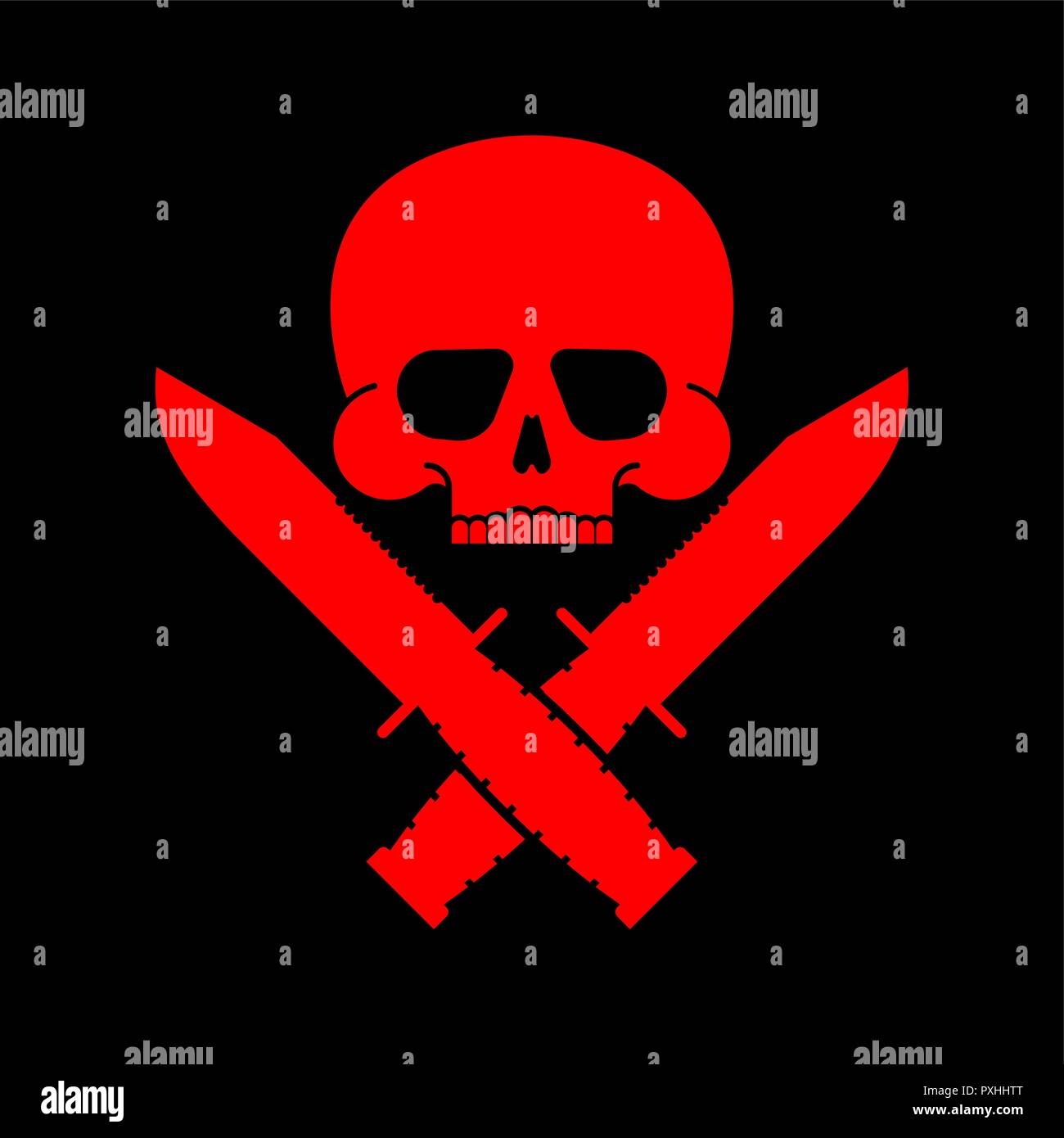 Schädel und Messer Symbol. Armee unterzeichnen. Vector Illustration Stock Vektor