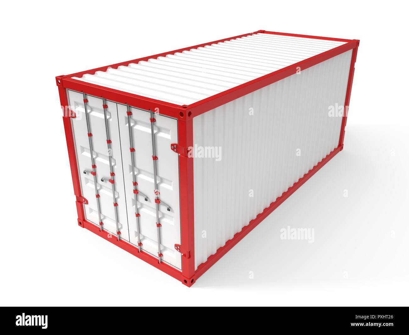 Einfache Sendung Container auf Weiß. 3D-Darstellung Stockfoto