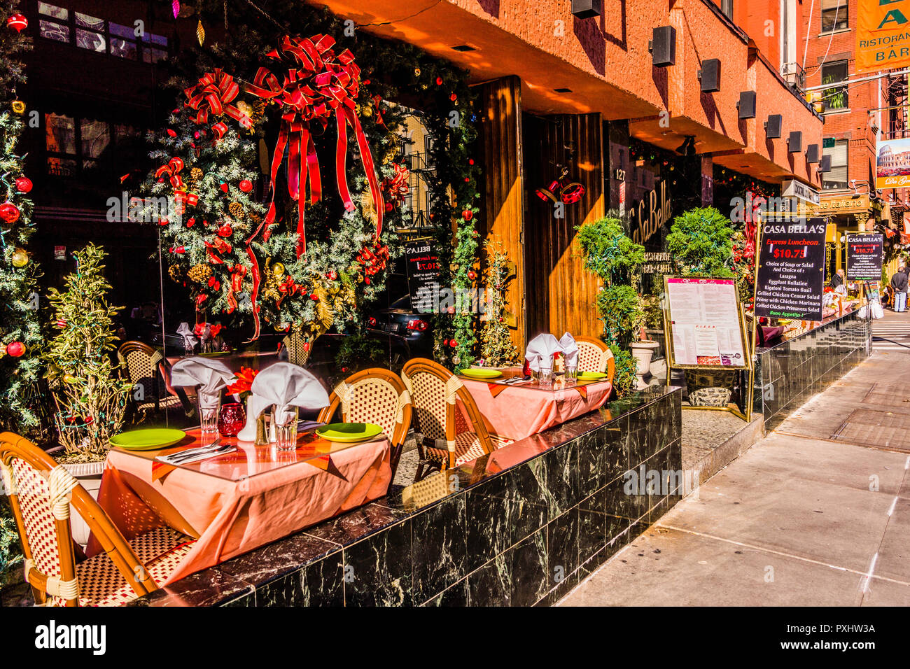 Restaurant Little Italy Mulberry Street Manhattan New York, New York, USA Stockfoto