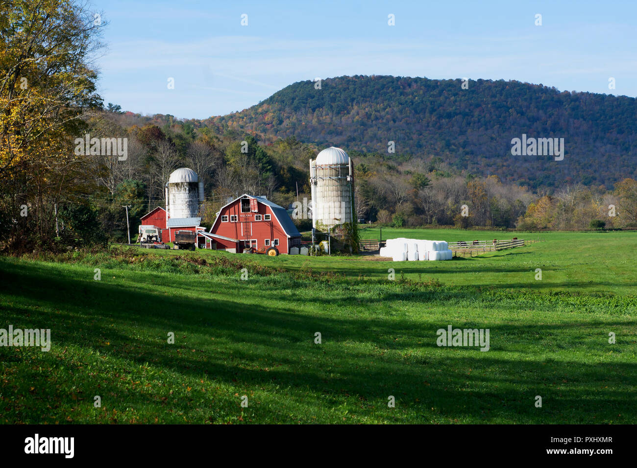 Einem ländlichen Bauernhof Szene in West Arlington, Vermont, USA Stockfoto