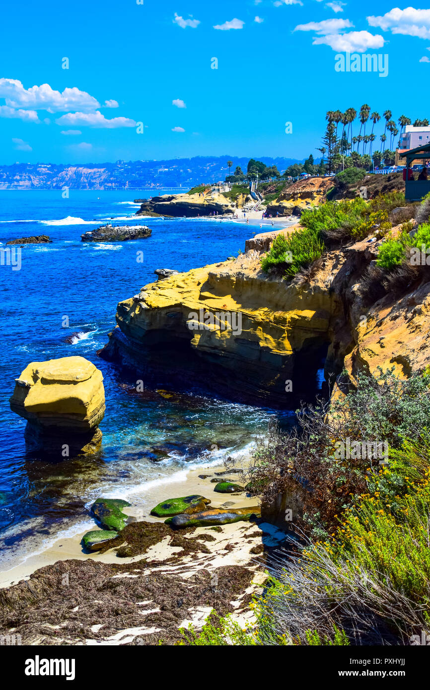 Blick auf La Jolla Cove in La Jolla, Kalifornien, USA Stockfoto